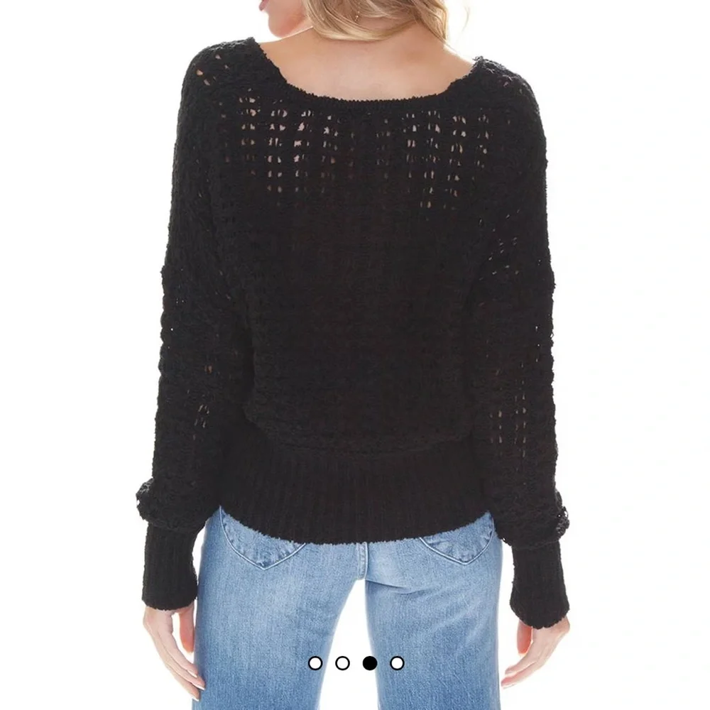 Free People Best of You V-Neck Cotton Sweater‎ Black Size XS